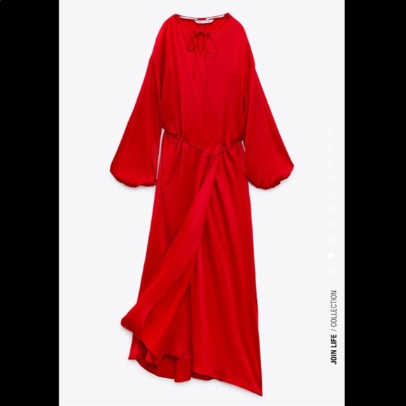 Zara red viscose flowy limited edition Halloween cape dress with black mask - Picture 15 of 16